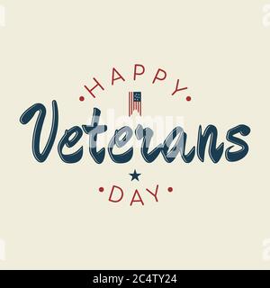 Happy Veterans Tag Buchstabe Vintage-Stil Hintergrund. November 11 Urlaub Hintergrund. Vektorgrafik EPS.8 EPS.10 Stock Vektor