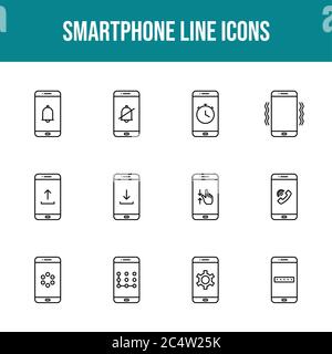 Einzigartiges Smartphone Vektorlinien-Symbol-Set Stock Vektor