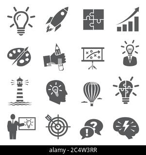 Ideensymbole auf weißem Hintergrund Stock Vektor