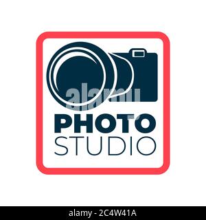 Foto Studio Logo mit Kamera und Rahmen Symbol Stock Vektor