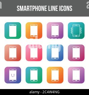 Einzigartiges Smartphone Vektorlinien-Symbol-Set Stock Vektor