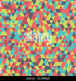 Vektor Retro bunte geometrische Dreieck nahtlose Muster Hintergrund. Perfekt für Mosaik, Tapete, Scrapbooking, Stoff. Stockfoto