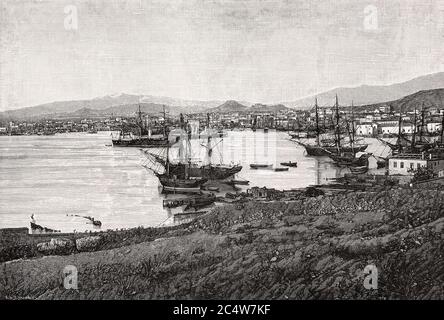 Der Hafen von Piräus, eine Hafenstadt in der Region Attika, Griechenland, 19. Jahrhundert Stockfoto