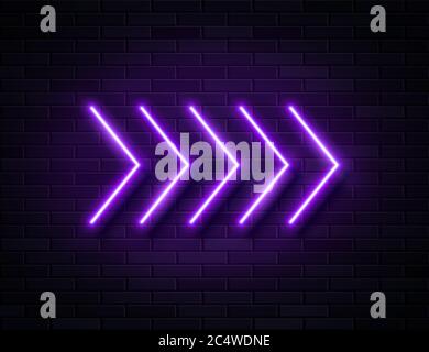 Futuristische Sci Fi Modern Neon Violet leuchtende Pfeile Rahmen für Banner auf dunklen leeren Grunge Beton Backstein Hintergrund. Stock Vektor