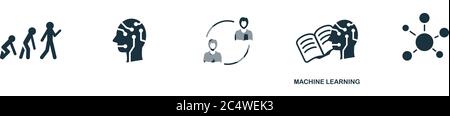 Symbol für maschinelles Lernen. Kreative einfache Design aus Künstliche Intelligenz Icons Sammlung. Ausgefülltes maschinelles Lernsymbol für Infografiken und Banner Stock Vektor