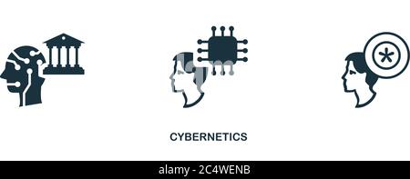 Symbol „Kybernetik“. Kreative einfache Design aus Künstliche Intelligenz Icons Sammlung. Gefülltes Kybernetik-Symbol für Infografiken und Banner Stock Vektor