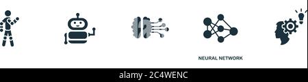 Symbol für neuronales Netzwerk. Kreative einfache Design aus Künstliche Intelligenz Icons Sammlung. Symbol für gefülltes neuronales Netzwerk für Infografiken und Banner Stock Vektor