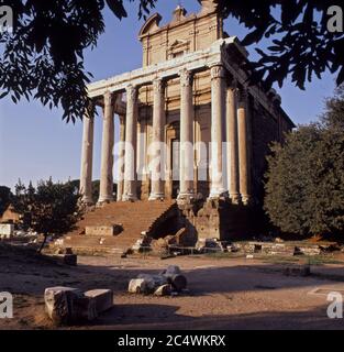 Tempel von Antonius und Faustina Stockfoto