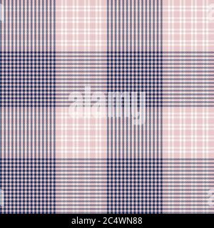 Pink Navy Glen Plaid strukturiertes nahtloses Muster für Mode-Textilien und Grafiken Stockfoto