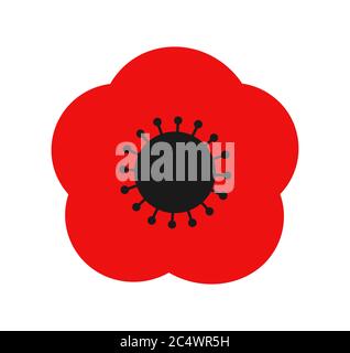 Rote Mohnblüte einfache flache Ikone. Vektorgrafik. Stock Vektor