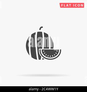 Symbol für flache Wassermelone. Handgezeichnete Design-Illustrationen. Stock Vektor