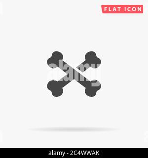 Symbol für flache Vektorgrafik mit gekreuzten Knochen. Handgezeichnete Design-Illustrationen. Stock Vektor