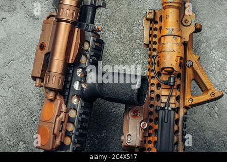 Moderne Waffenserie. US Army Sturmgewehr, Nahaufnahme. Stockfoto