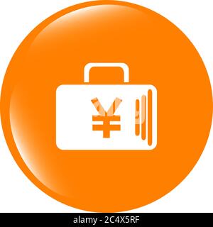 Bei Yen JPY Zeichen Symbol. Schaltfläche "Aktenkoffer" Stockfoto