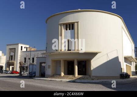 Roma Theater und Kino in der italienischen faschistischen Stil des Razionalismo, Lakki, Leros, Dodekanes, Griechenland. Stockfoto