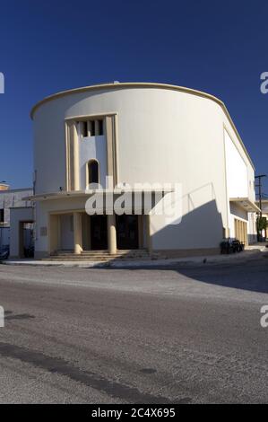 Roma Theater und Kino in der italienischen faschistischen Stil des Razionalismo, Lakki, Leros, Dodekanes, Griechenland. Stockfoto