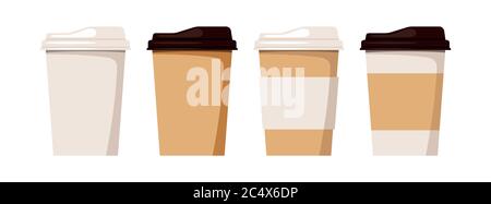 Coffee to go Tasse auf weißem Hintergrund isoliert. Stock Vektor