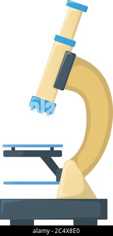 Mikroskop-Symbol auf weiß isoliert, Cartoon-Vektor-Illustration. Willkommen zurück zu Schulbedarf für das Studium in Hochschule und Institut. Stock Vektor