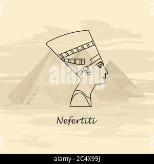 Eine Vektordarstellung des Profils der Königin von Ägypten Nefertiti. Stock Vektor
