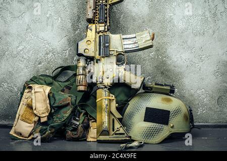 Moderne Waffenserie. US Army Sturmgewehr, Nahaufnahme. Stockfoto