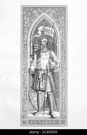 Günther XXI, Graf von Schwarzburg-Blankenburg (* 1304, † 14. Juni 1349) war ein deutscher Adliger, der 1349 gegen König Karl IV. Aus dem Hause Luxemburg als Gegenkönig errichtet hatte. / Günther XXI., Graf von Schwarzburg-Blankenburg (* 1304; † 14. Juni 1349) war ein deutscher Adliger, der sich im Jahr 1349 gegen König Karl IV. Aus dem Haus Luxemburg als Gegenkönig aufstellen liess, historisch, digital verbesserte Reproduktion eines Originals aus dem 19. Jahrhundert / digitale Reproduktion einer Originalvorlage aus dem 19ten Jahrhundert. Jahrhundert Stockfoto
