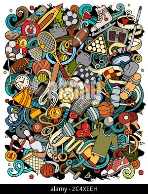 Sport handgezeichnete Vektor-Doodles Illustration. Poster mit Aktivitäten. Stock Vektor