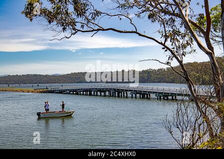 Wallaga Lake und Holzstraße Brücke South Coast NSW Australien Stockfoto