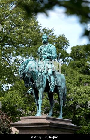 Die Reiterstatue von Prinz Albert (1819-61) von Sir John Steell (1804-91) in Charlotte Square, Edinburgh. Stockfoto