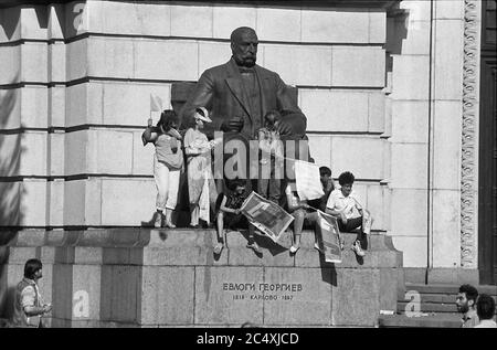 Beschäftigung Studentenstreik an der Universität Sofia. Juni 1990. Sofia, Bulgarien Stockfoto