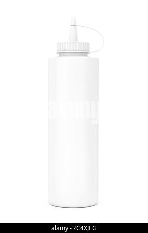 Weiße, blanke Mayonnaise-Sauce Flasche auf weißem Hintergrund. 3d-Rendering Stockfoto