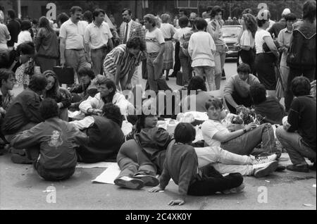 Beschäftigung Studentenstreik an der Universität Sofia. Juni 1990. Sofia, Bulgarien Stockfoto