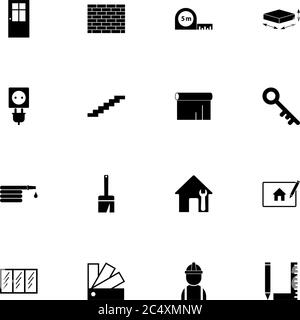 Building House Icon - erweitern Sie auf jede Größe - Ändern Sie auf jede Farbe. Perfect Flat Vector enthält Symbole wie Doppelverglasung, Treppe, Schlüssel, Farbpalette Stock Vektor