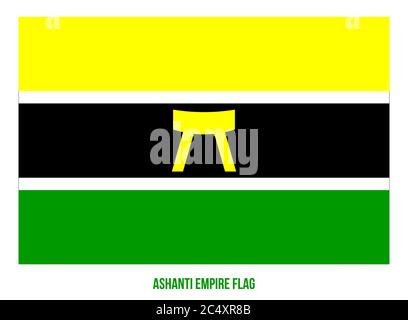 Ashanti Reich Flagge schwenkten Vector Illustration auf weißem Hintergrund. Historische Flagge. Königreich der Ashanti in, was jetzt modern ist - Tag Ghana von 1670 bis 1 Stock Vektor
