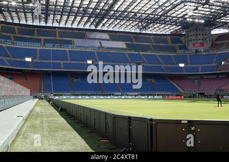 Mailand (Italien) 28. Juni 2020. Giuseppe Meazza Stadion in San Siro während der Serie EIN Spiel zwischen AC Mailand und AS Roma. Stockfoto