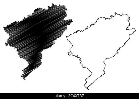 Doubs Department (Frankreich, Frankreich, Frankreich, Bourgogne-Franche-Comte Region, BFC) Karte Vektorgrafik, Skizze Scribble Dubs Karte Stock Vektor