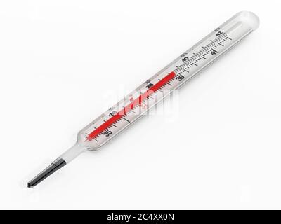 Vintage Thermometer isoliert auf weißem Hintergrund. 3D-Illustration. Stockfoto