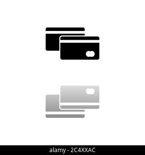 Zahlung Per Kreditkarte. Schwarzes Symbol auf weißem Hintergrund. Einfache Illustration. Symbol Für Flachen Vektor. Spiegelungsschatten. Kann in Logo, Web, Mob verwendet werden Stock Vektor