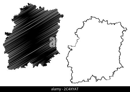 Departamento Essonne (Frankreich, Frankreich, Frankreich, Region Ile-de-France) Karte Vektorgrafik, Skizze Essonne Karte Stock Vektor