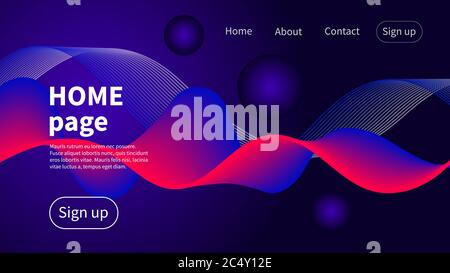 Startseite, Landing Page für Website, abstrakter futuristischer Hintergrund mit Linien. Vektor Grafik trendy Design Stock Vektor