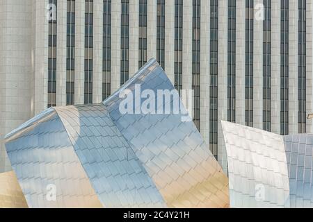 Die Spitze des Jay Pritzker Pavilion, Millennium Park, Chicago, Illinois, USA Stockfoto