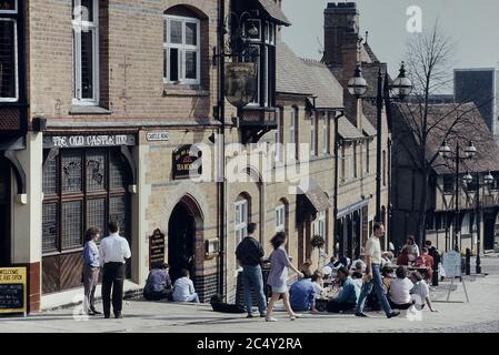 The Old Castle Inn (jetzt Castle Pub genannt) Castle Hill, Notingham, Nottinghamshire, East Midlands, England, Großbritannien. Circa 1990 Stockfoto