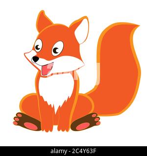 Cartoon und niedlichen roten Fuchs isoliert weißen Hintergrund. Stock Vektor