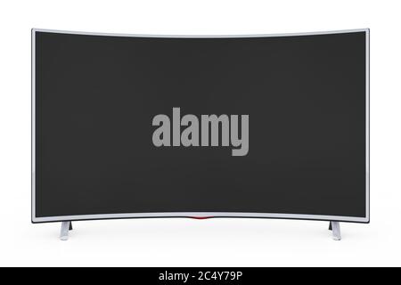 Curved Smart LCD Plasma TV oder Monitor auf weißem Hintergrund. 3d-Rendering. Stockfoto