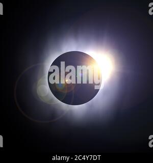 Erstaunliche Sonnenfinsternis extreme Nahaufnahme. 3d-Rendering Stockfoto