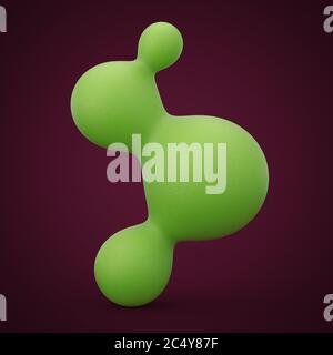 Abstract Grüne Metallkugel Kugeln auf violettem Hintergrund. 3d-Rendering Stockfoto