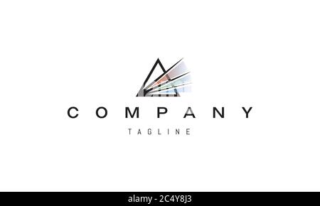 Vektorlogo, auf dem ein abstraktes Lichtbild in Spektren gebrochen ist. Stock Vektor