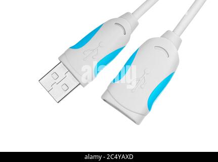 USB-Kabelstecker für Erweiterung Typ A isoliert auf weißem Hintergrund Stockfoto