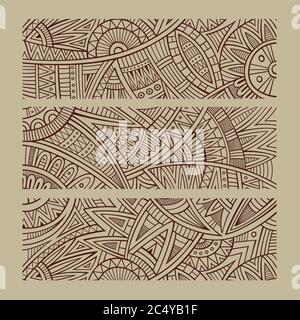 Abstrakter Vektor handgezeichnete ethnische Banner Stock Vektor