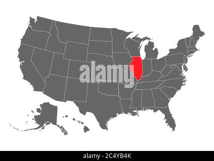 Illinois Vektorkarte. Detaillierte Darstellung. Vereinigte Staaten von Amerika Land . Stock Vektor