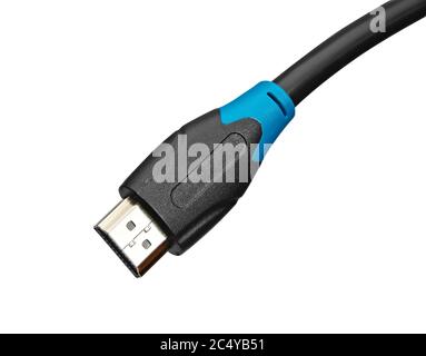 HDMI-Kabelanschluss auf weißem Hintergrund mit Beschneidungspfad isoliert Stockfoto